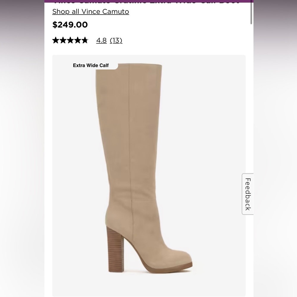 Vince Camuto Size 10 Extra Wide Calf beige suede knee high boots.